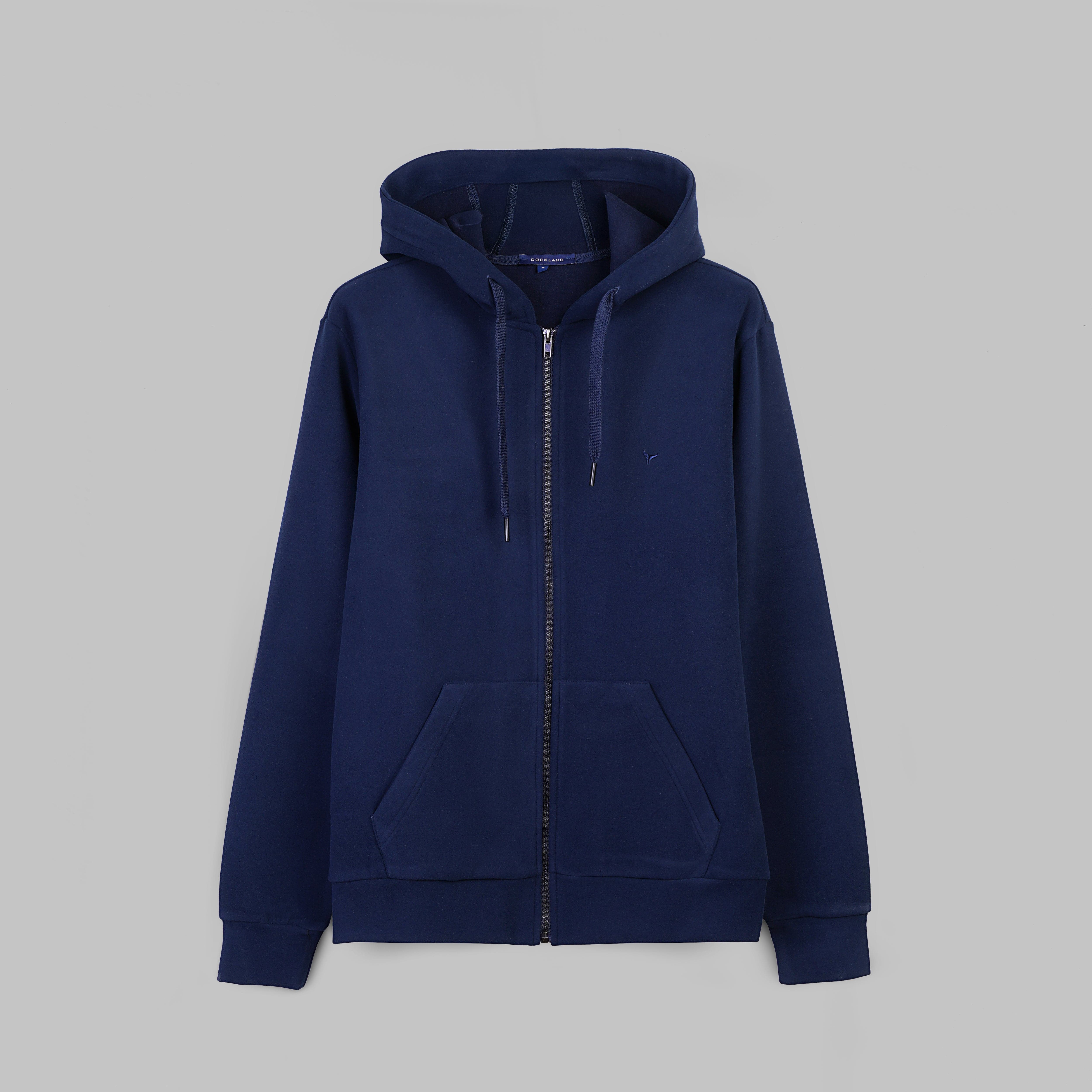 PREMIUM BASIC ZIP-THROUGH HOODIE - DARK NAVY