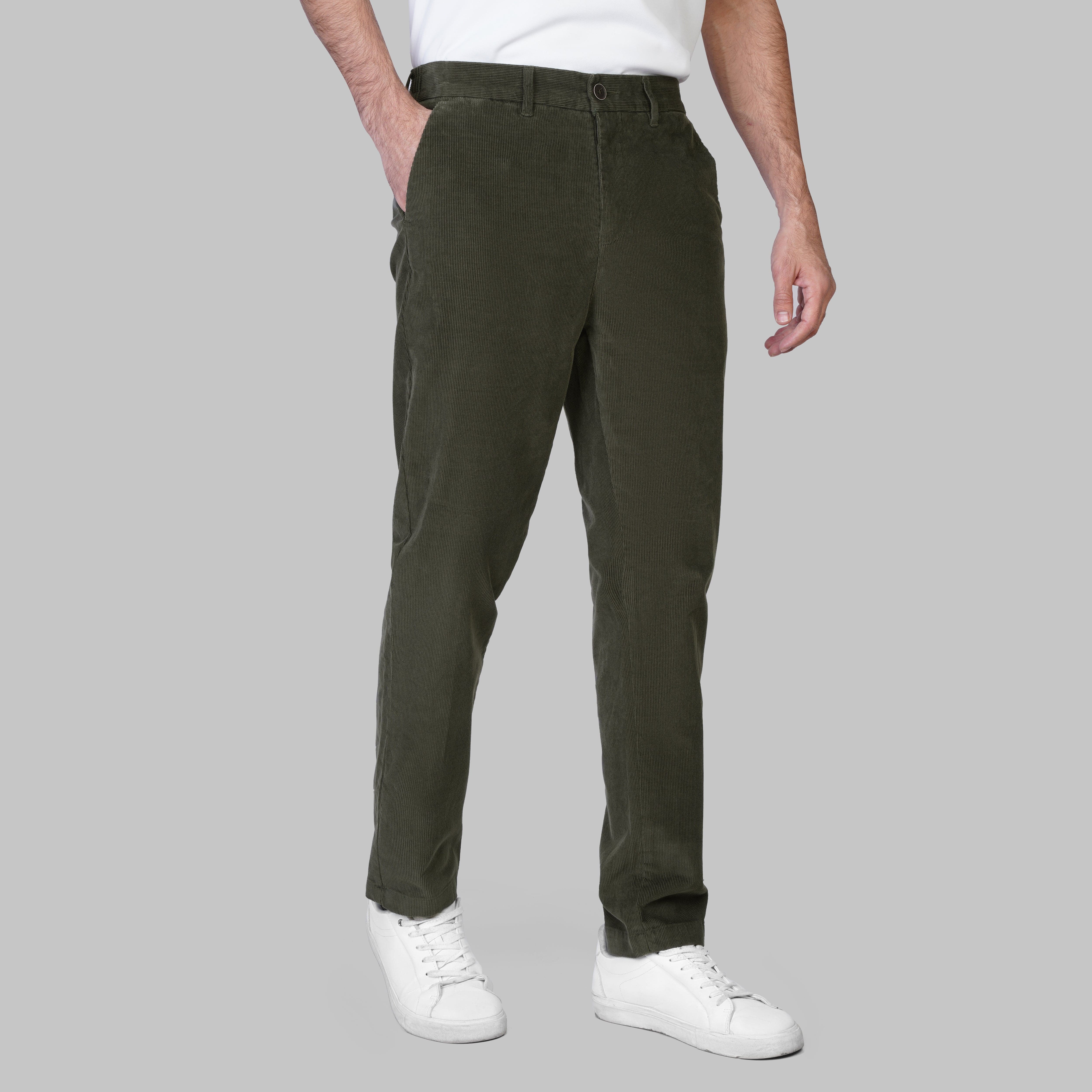 PREMIUM CORDUROY TROUSERS - OLIVE