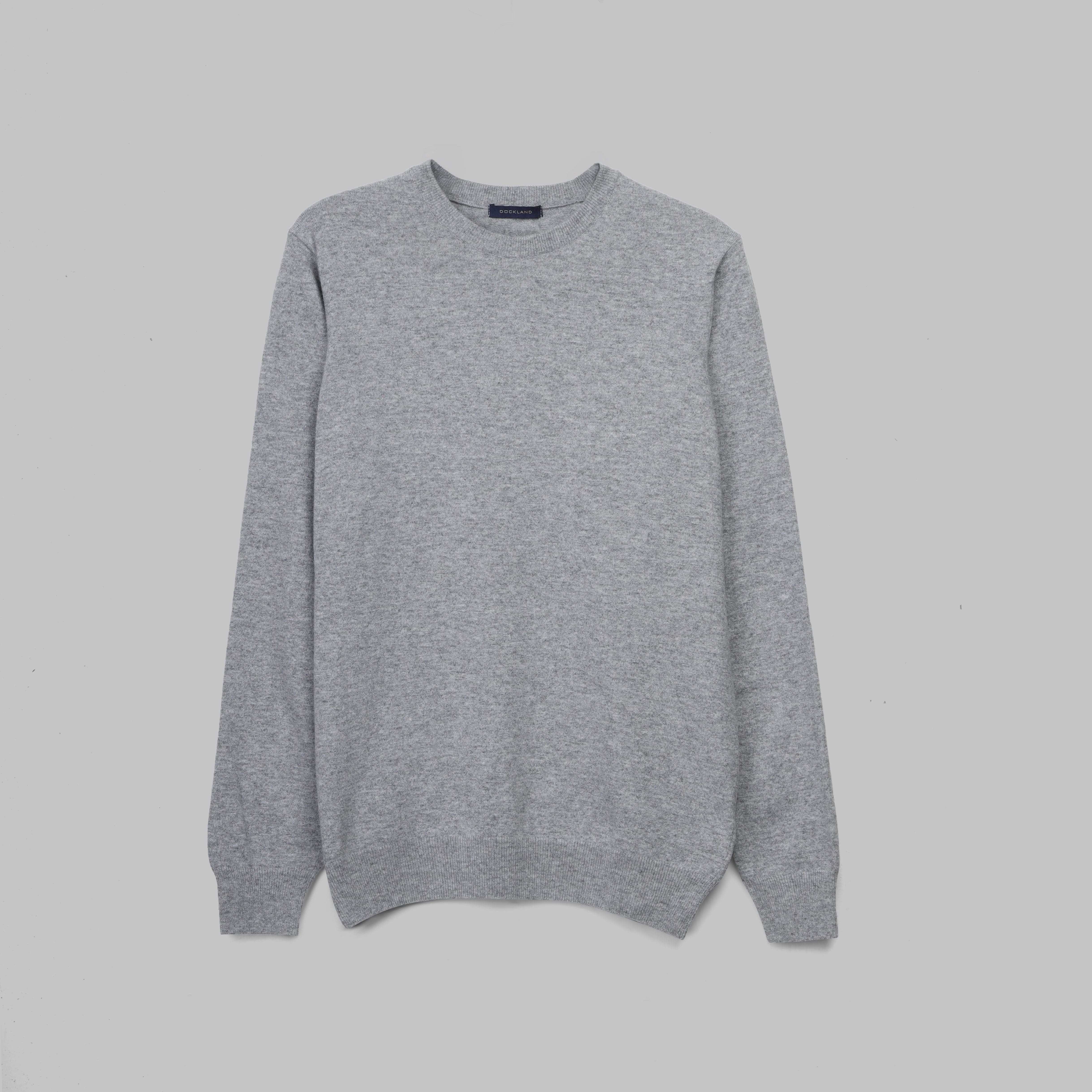 ROUND-NECK WOOL SWEATER - LIGHT GREY