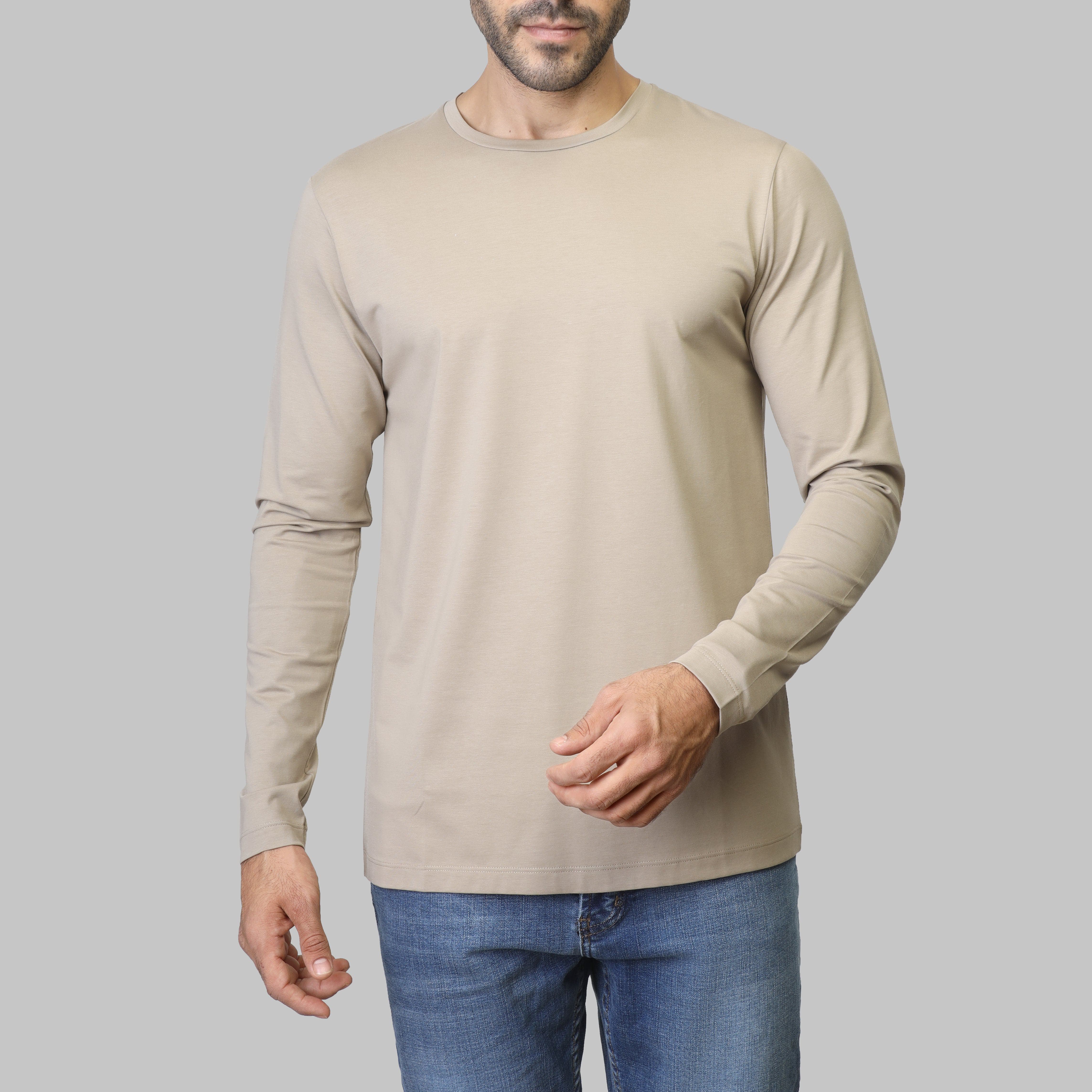 PREMIUM LONG SLEEVE SLIM T-SHIRT – BEIGE