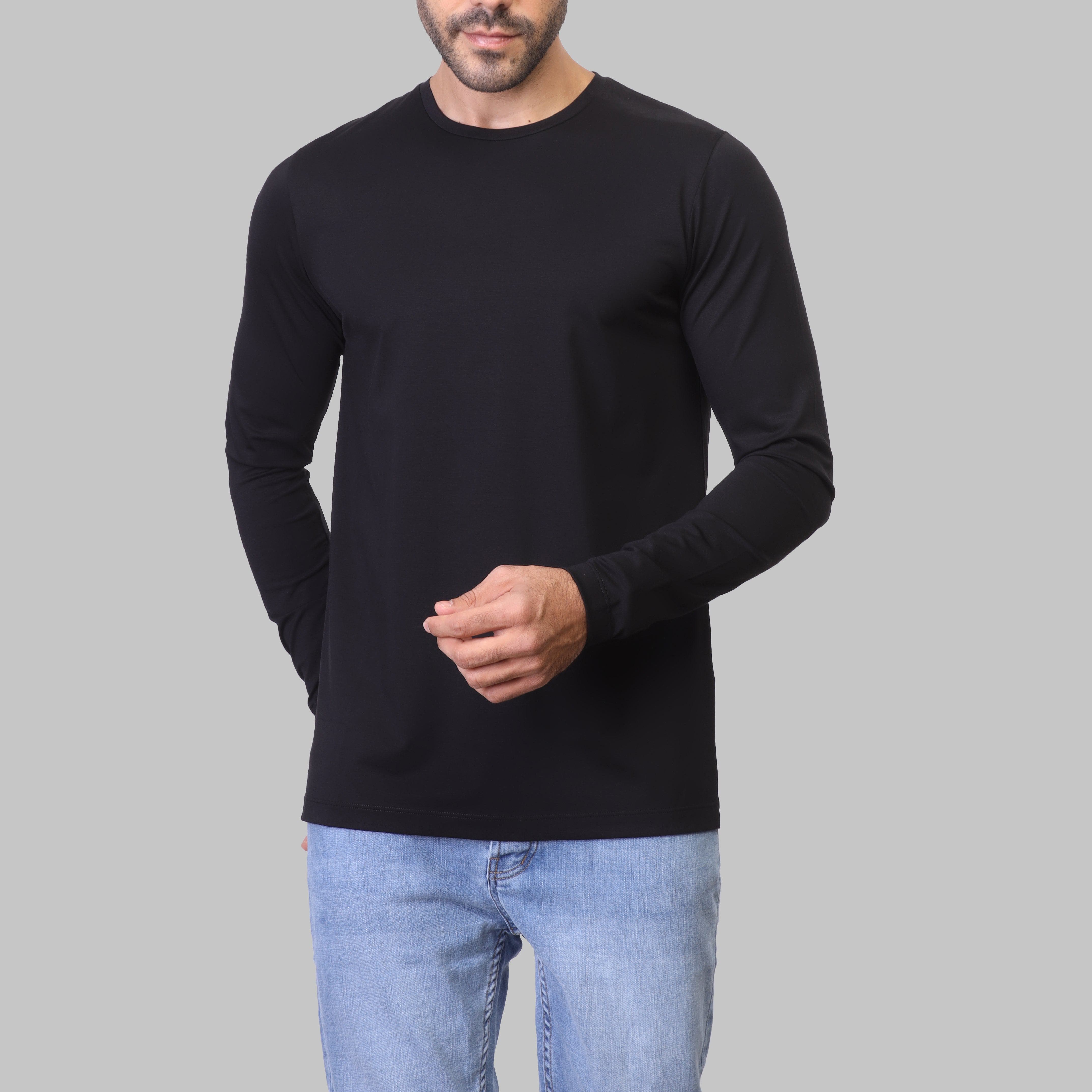 PREMIUM LONG SLEEVE SLIM T-SHIRT – BLACK