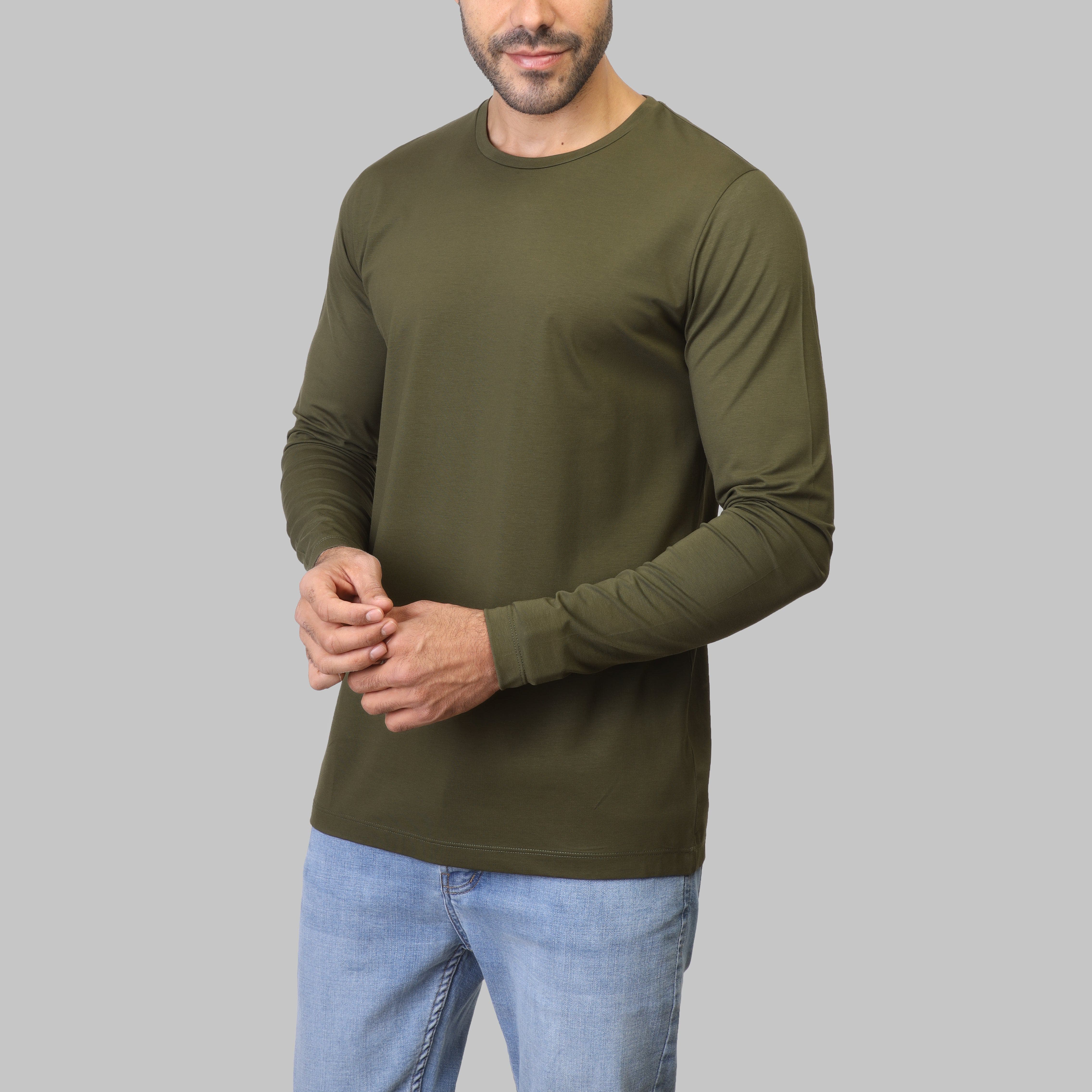 PREMIUM LONG SLEEVE SLIM T-SHIRT – OLIVE