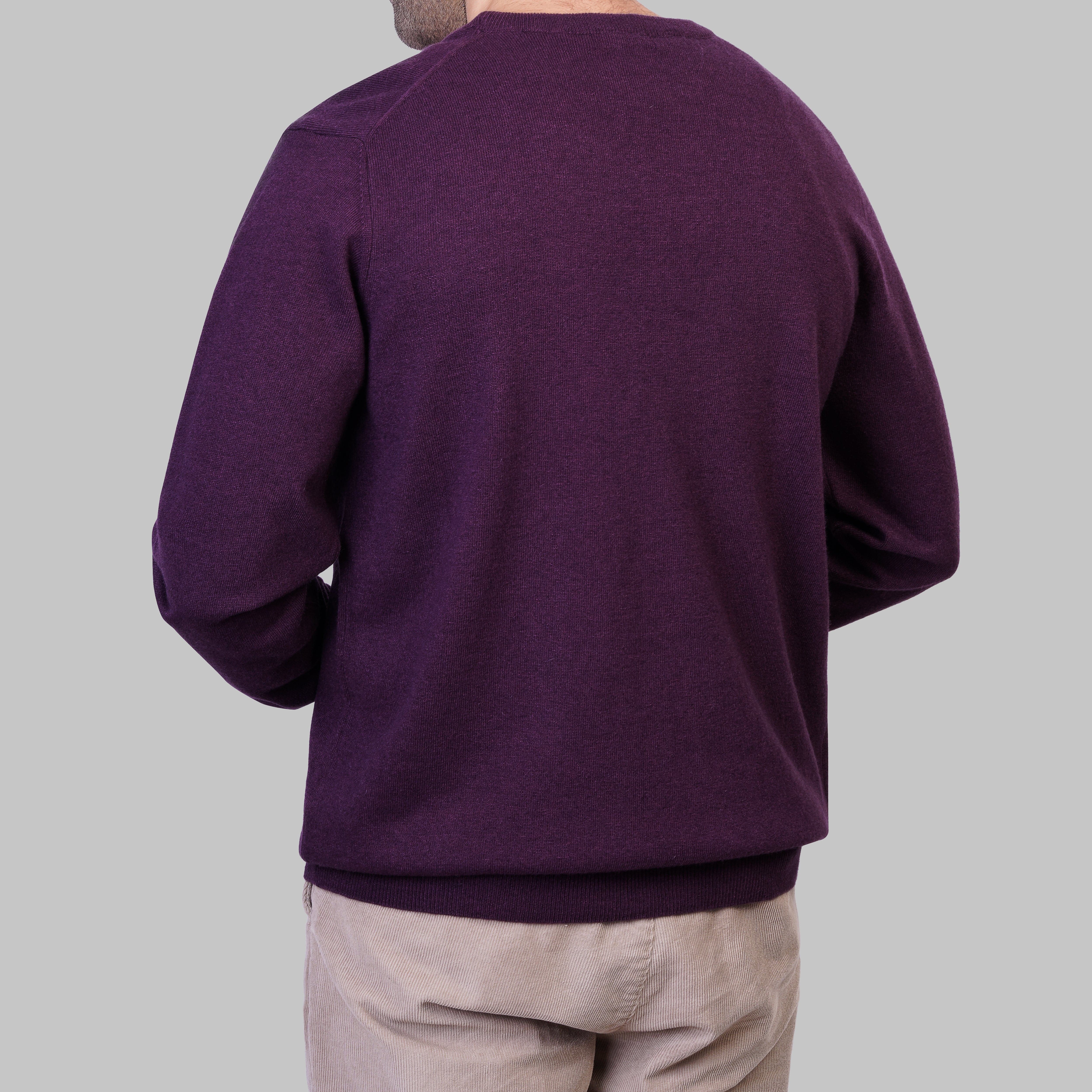 ROUND-NECK WOOL SWEATER - WINE
