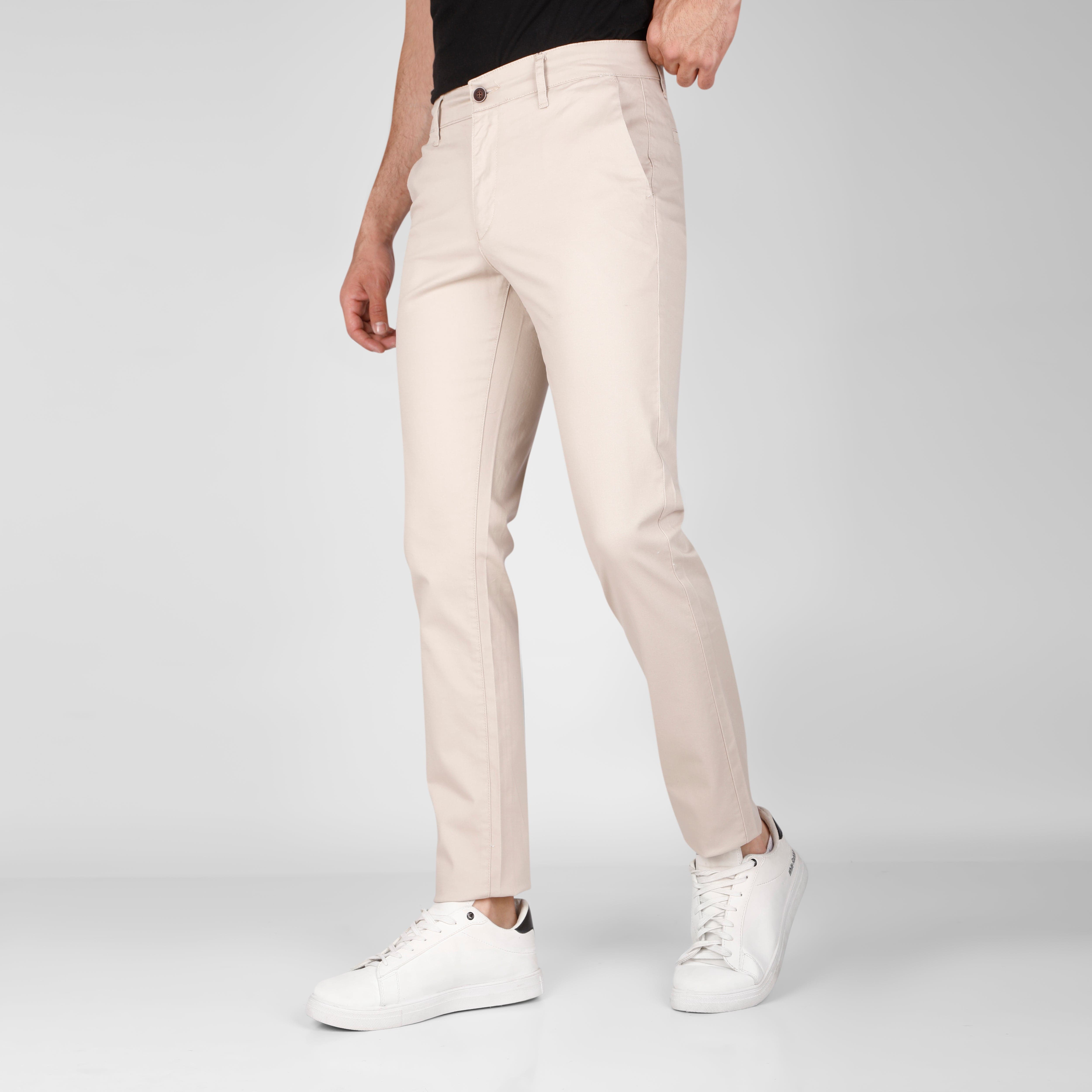 SLIM FIT CHINO TROUSERS  - BEIGE