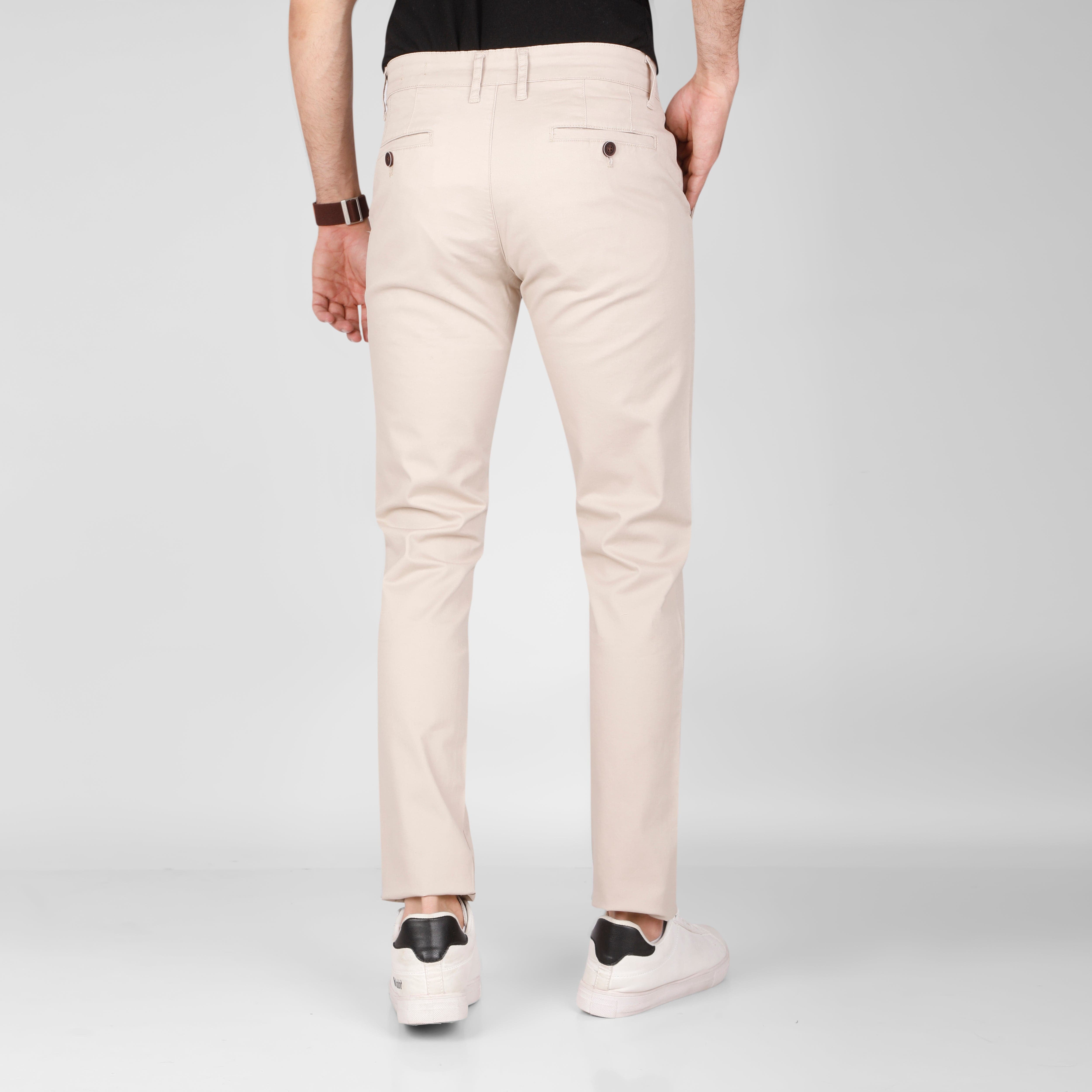 SLIM FIT CHINO TROUSERS  - BEIGE