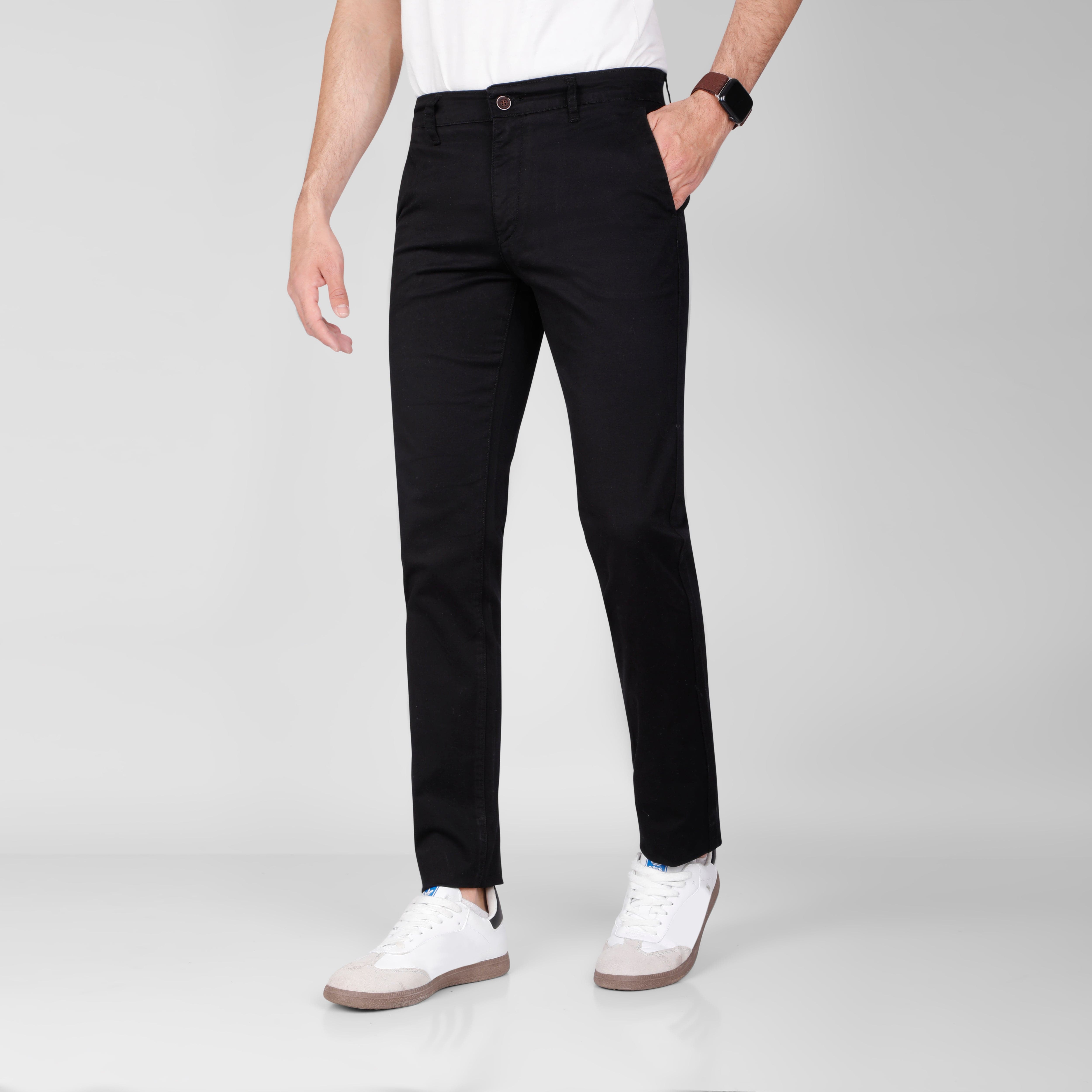 SLIM FIT CHINO TROUSERS  - BLACK