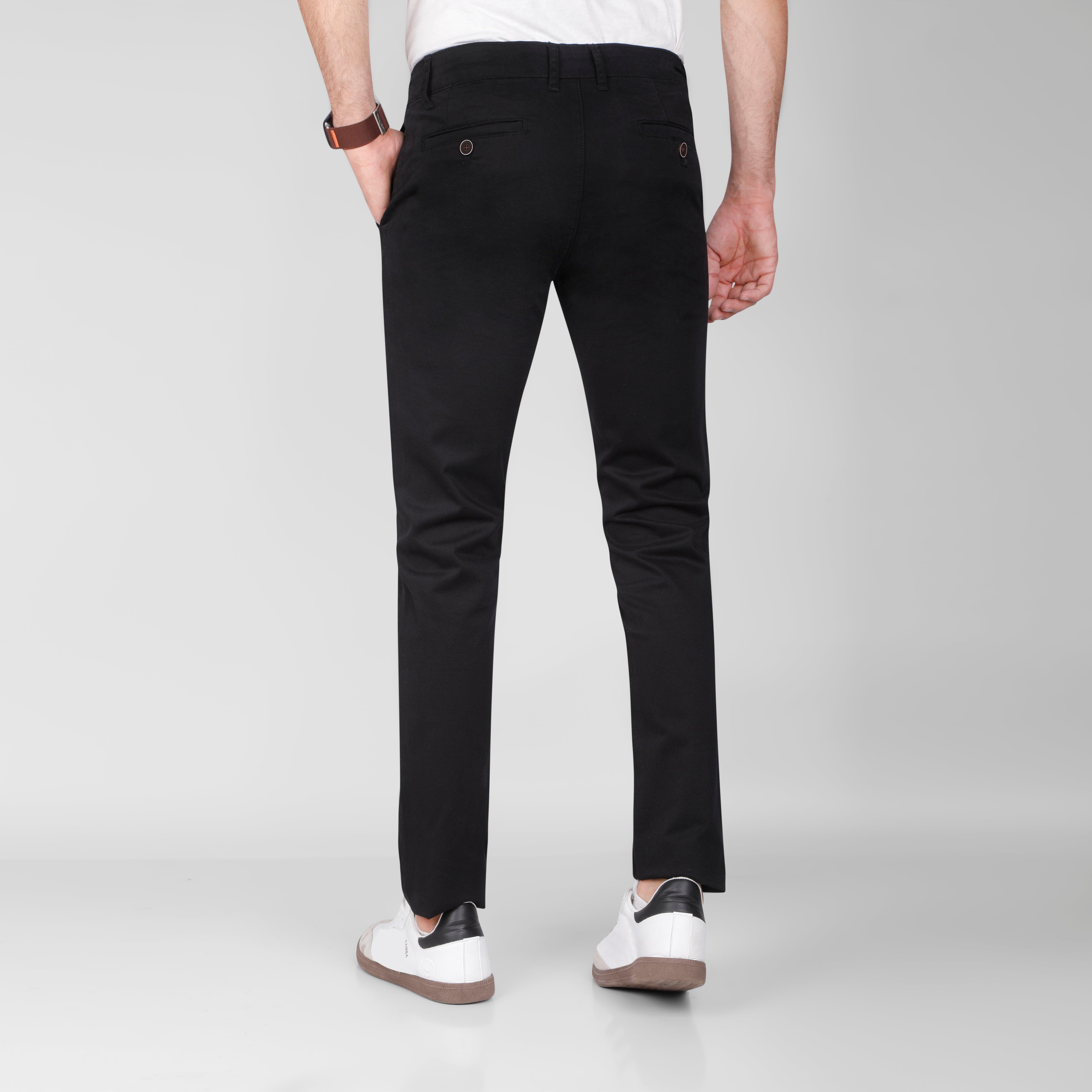SLIM FIT CHINO TROUSERS  - BLACK