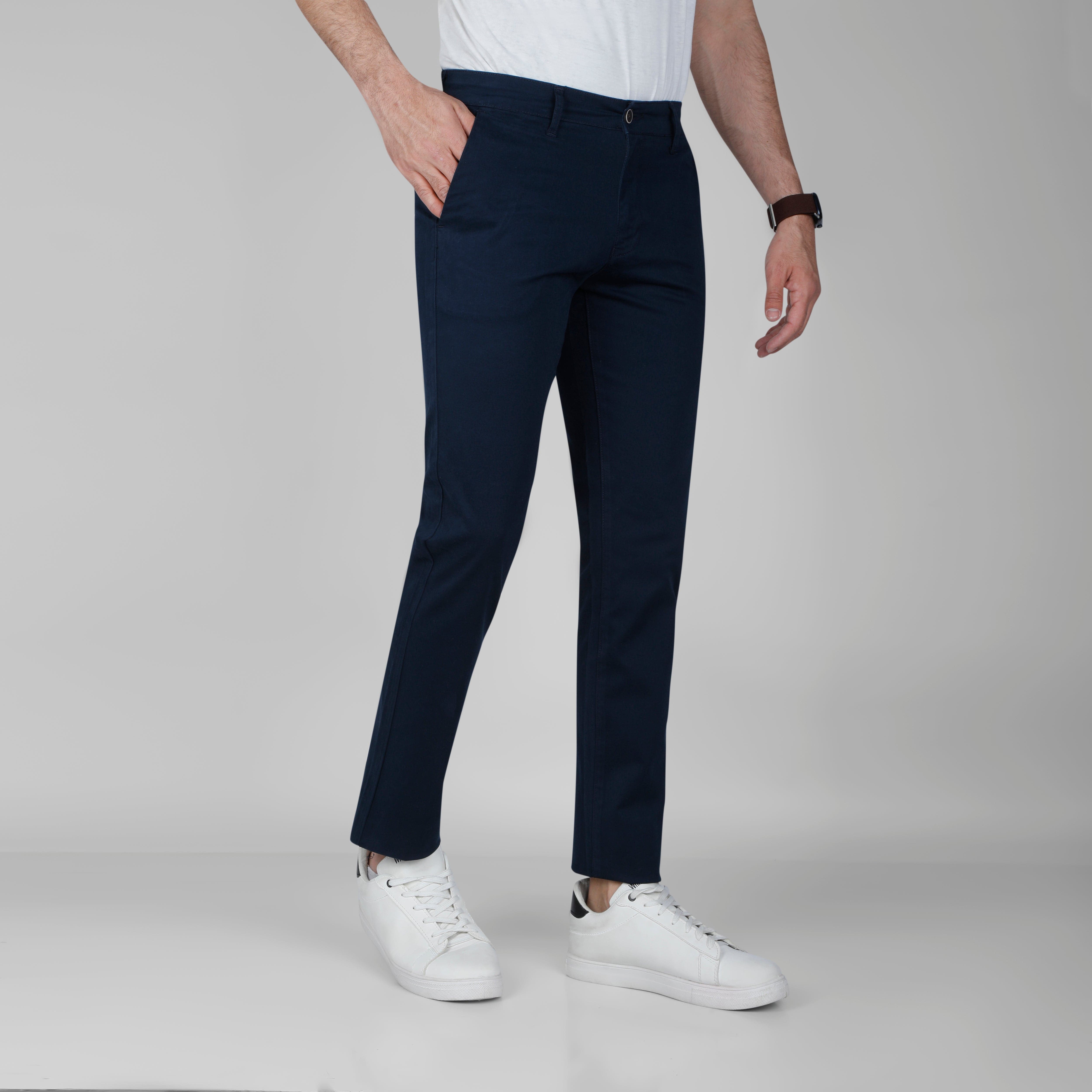SLIM FIT CHINO TROUSERS  - NAVY