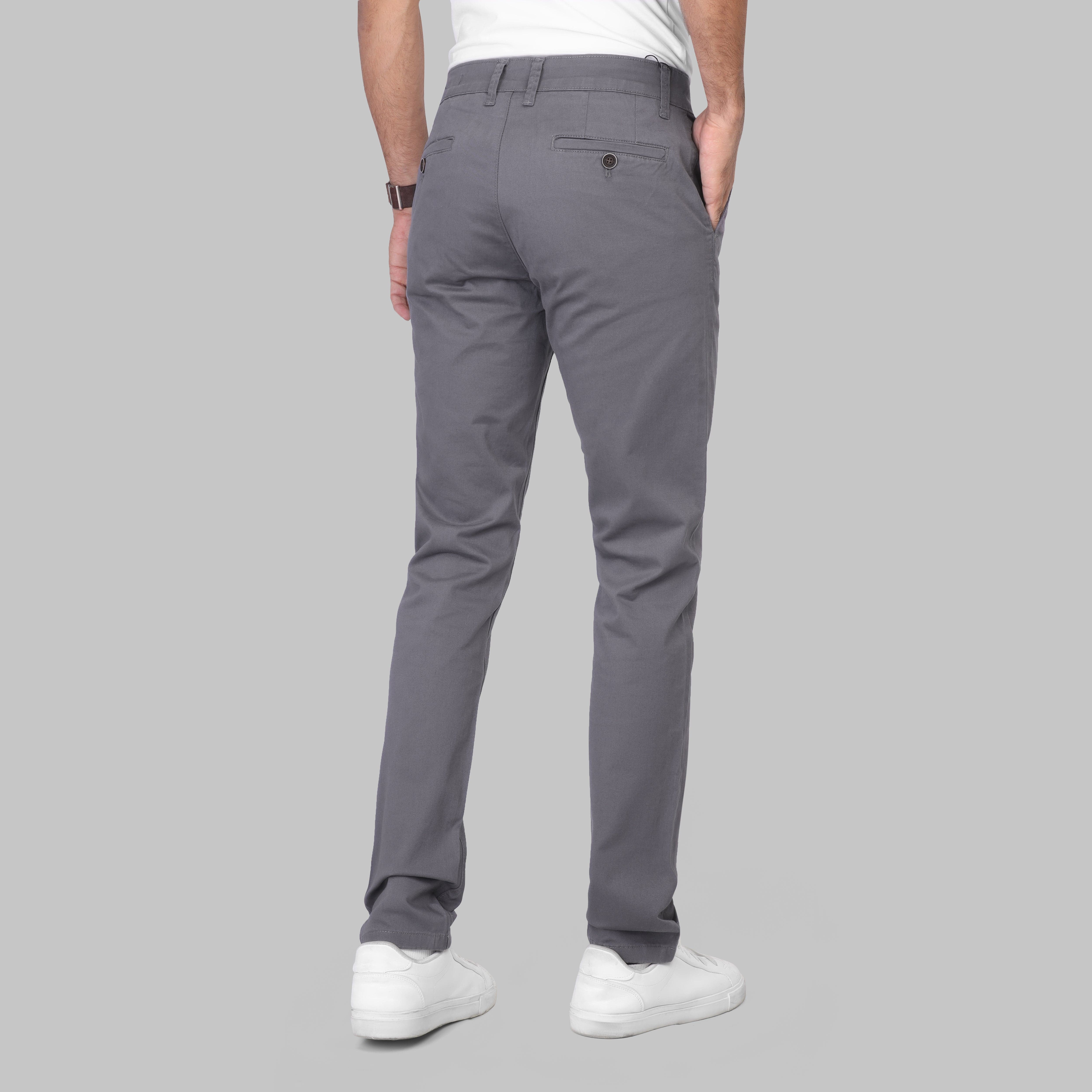 SLIM FIT CHINO TROUSERS  - DARK GREY