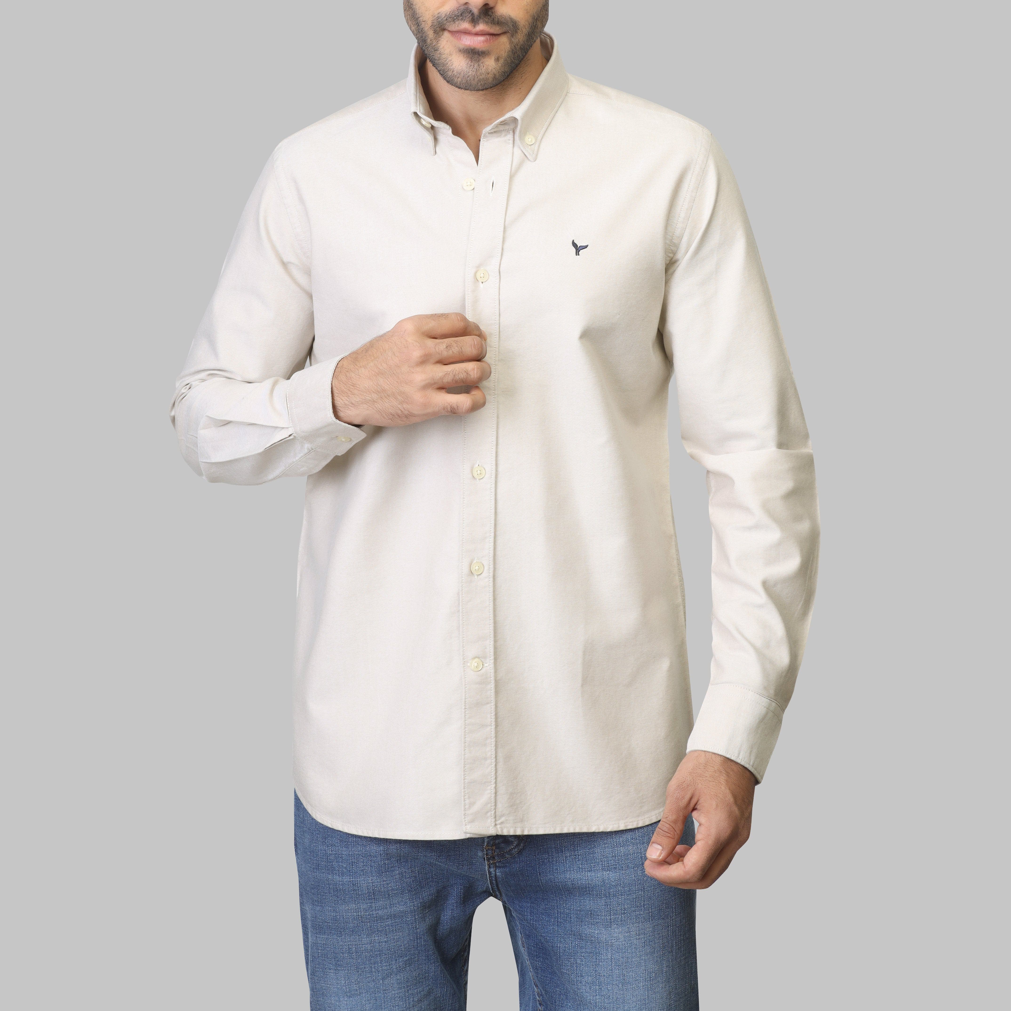 SLIM-FIT OXFORD SHIRT  - BEIGE