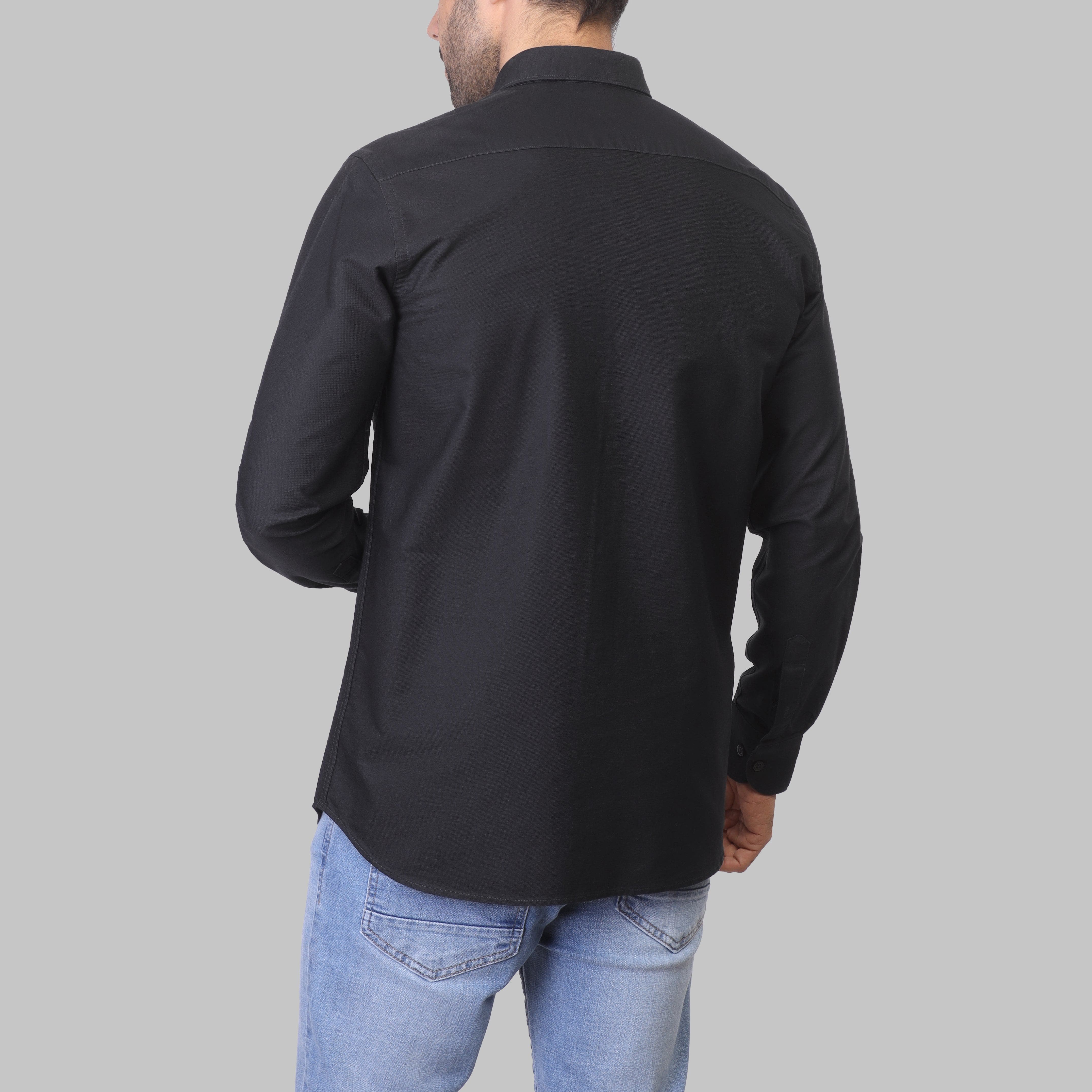 SLIM-FIT OXFORD SHIRT  - BLACK