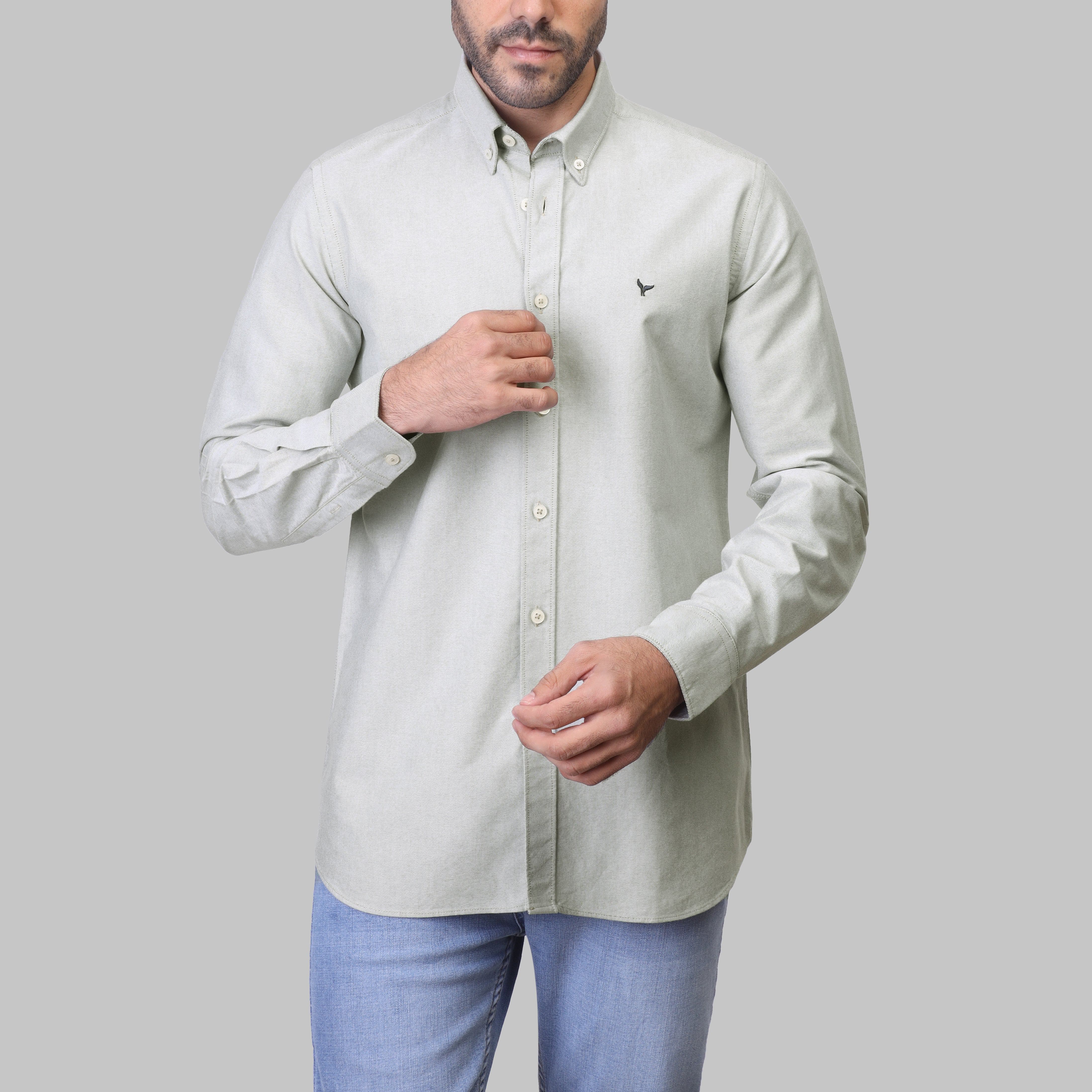 SLIM-FIT OXFORD SHIRT  - LIGHT OLIVE