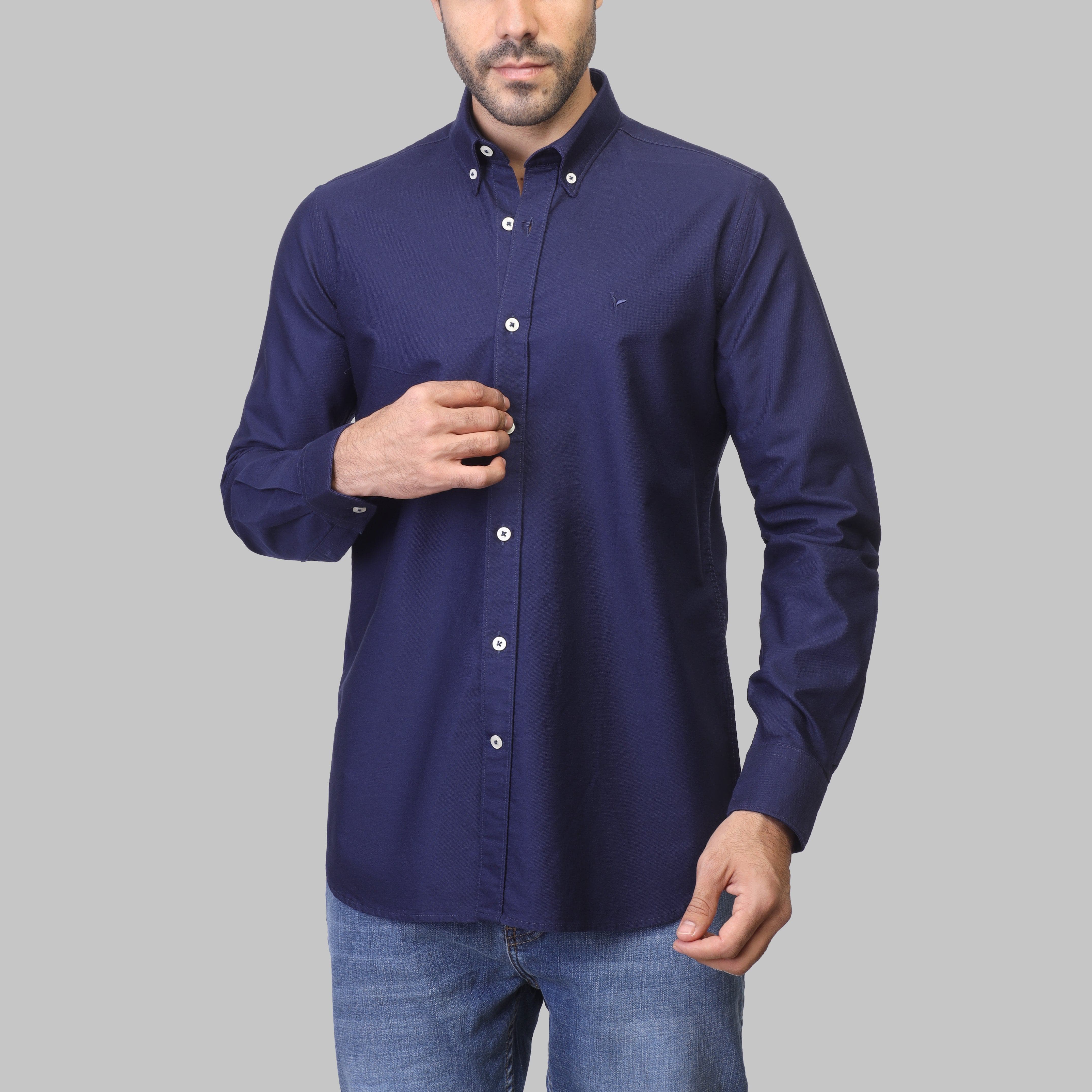 SLIM-FIT OXFORD SHIRT  - NAVY