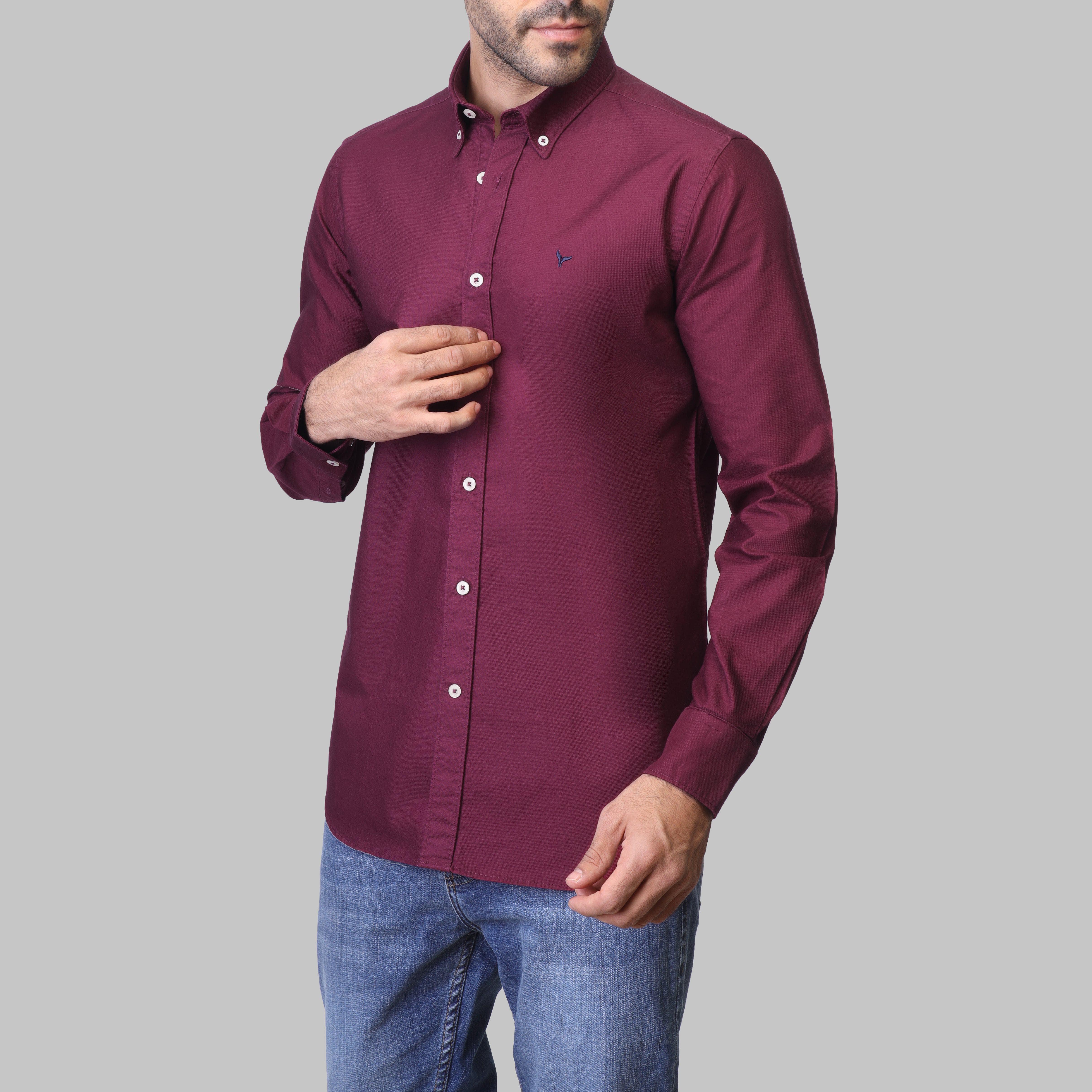 SLIM-FIT OXFORD SHIRT  - WINE