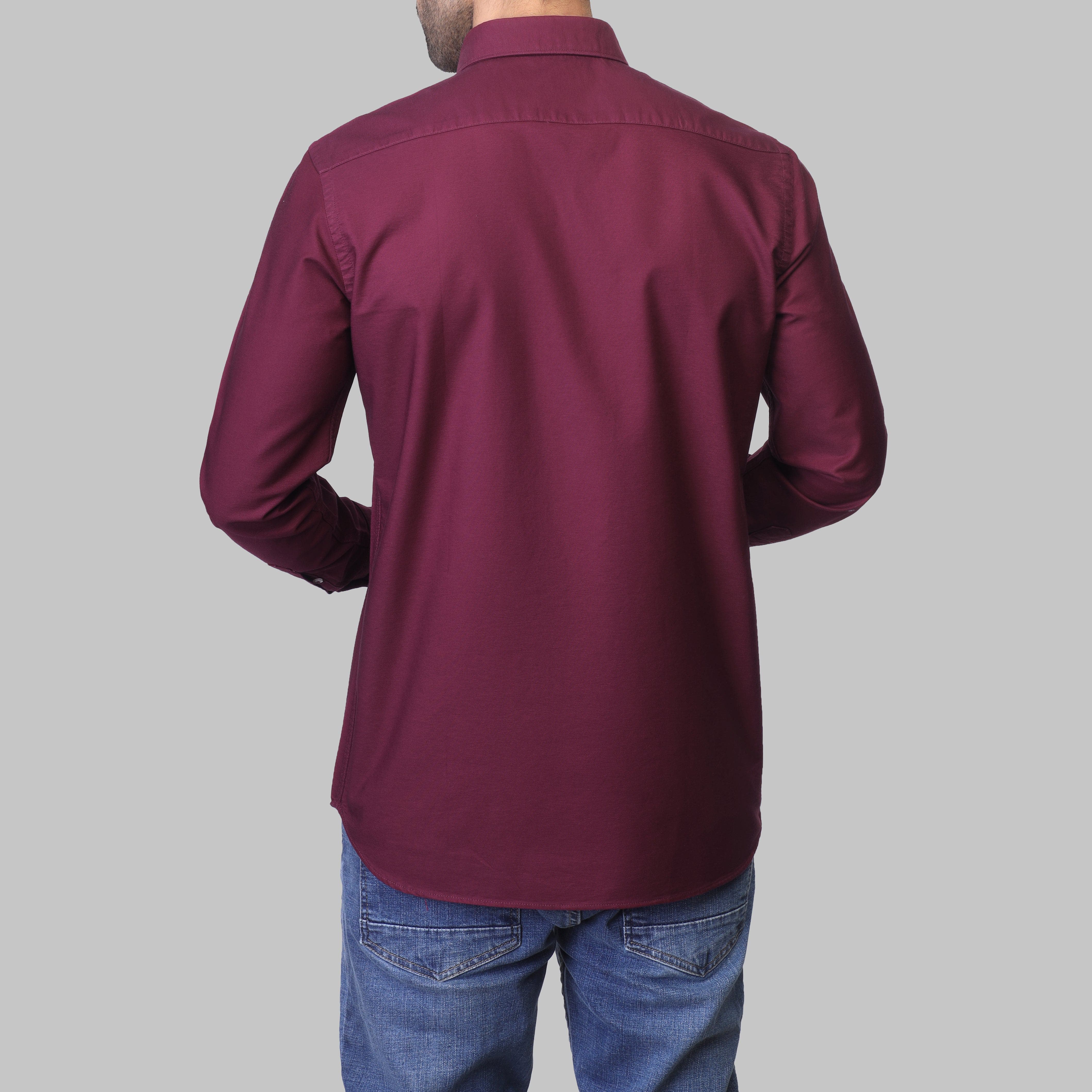 SLIM-FIT OXFORD SHIRT  - WINE