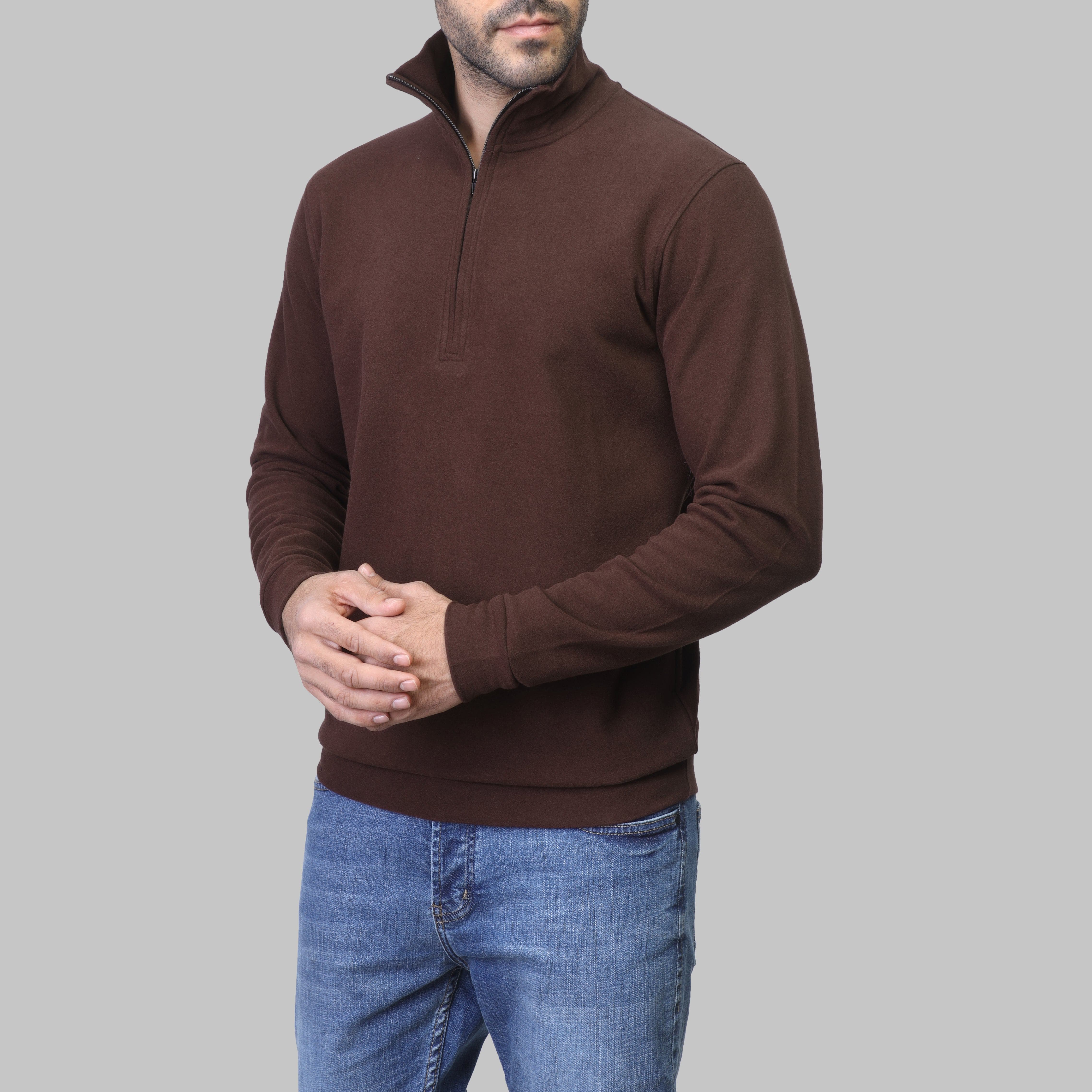 QUARTER ZIP SWEATSHIRT  - BURGUNDY