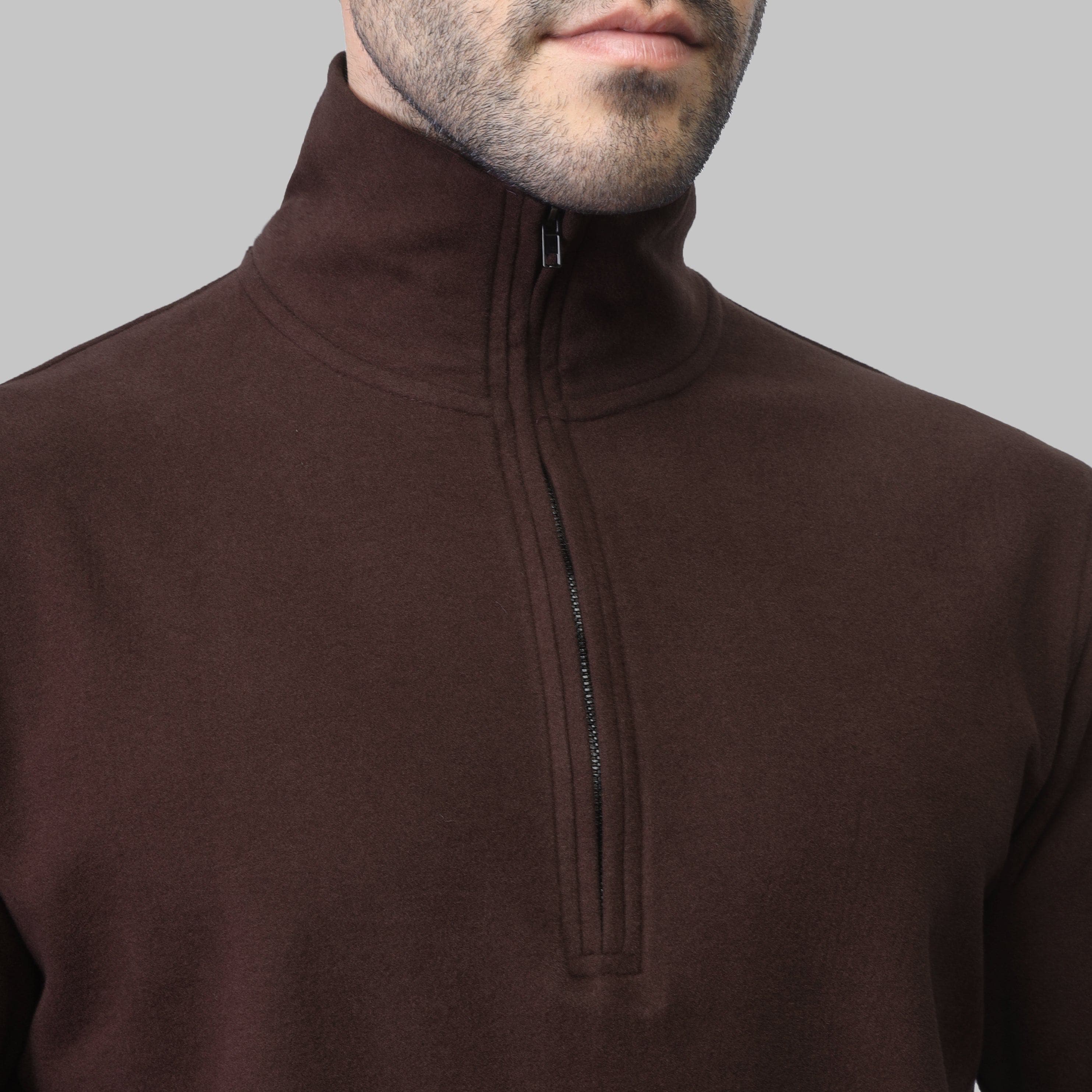 QUARTER ZIP SWEATSHIRT  - BURGUNDY