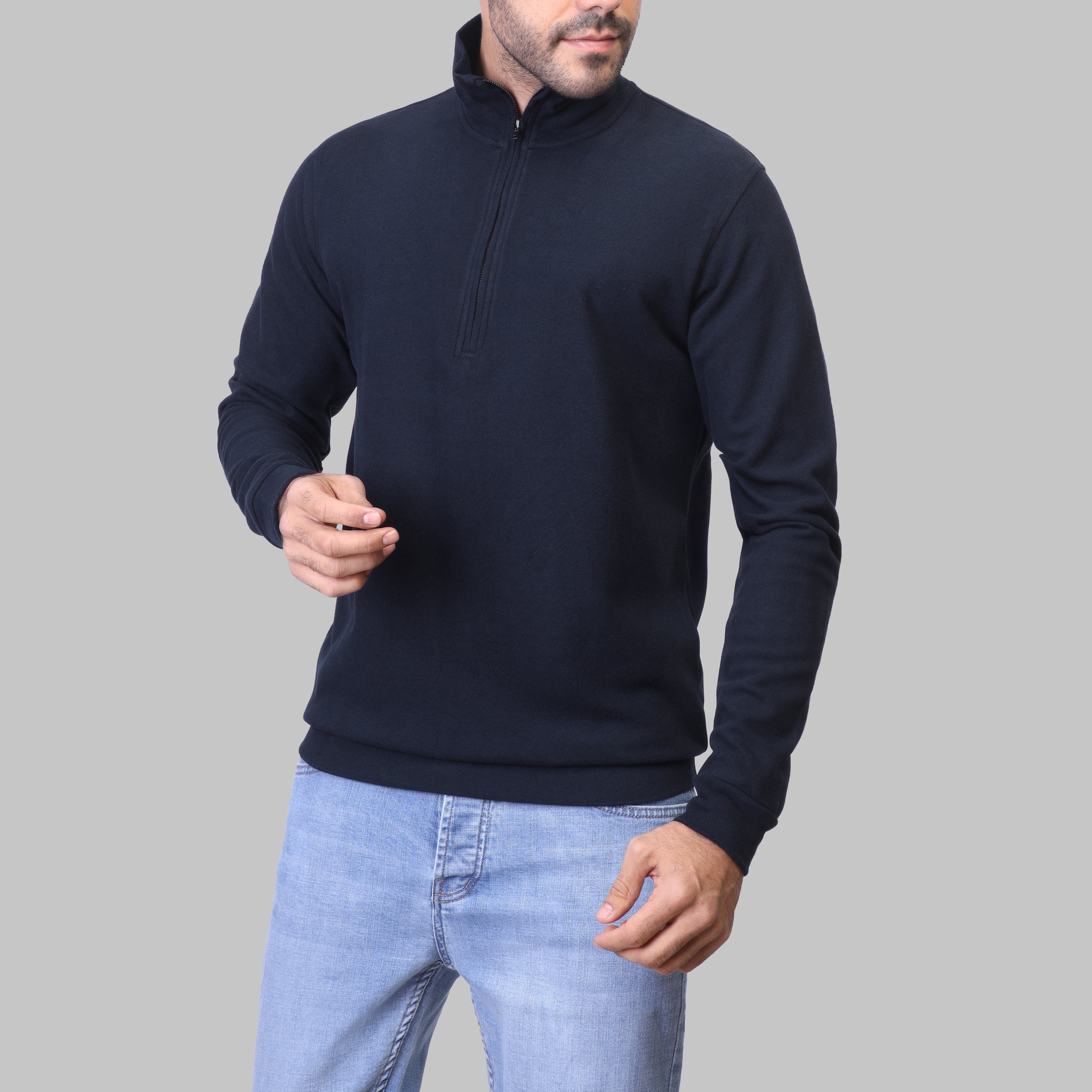 QUARTER ZIP SWEATSHIRT  - NAVY