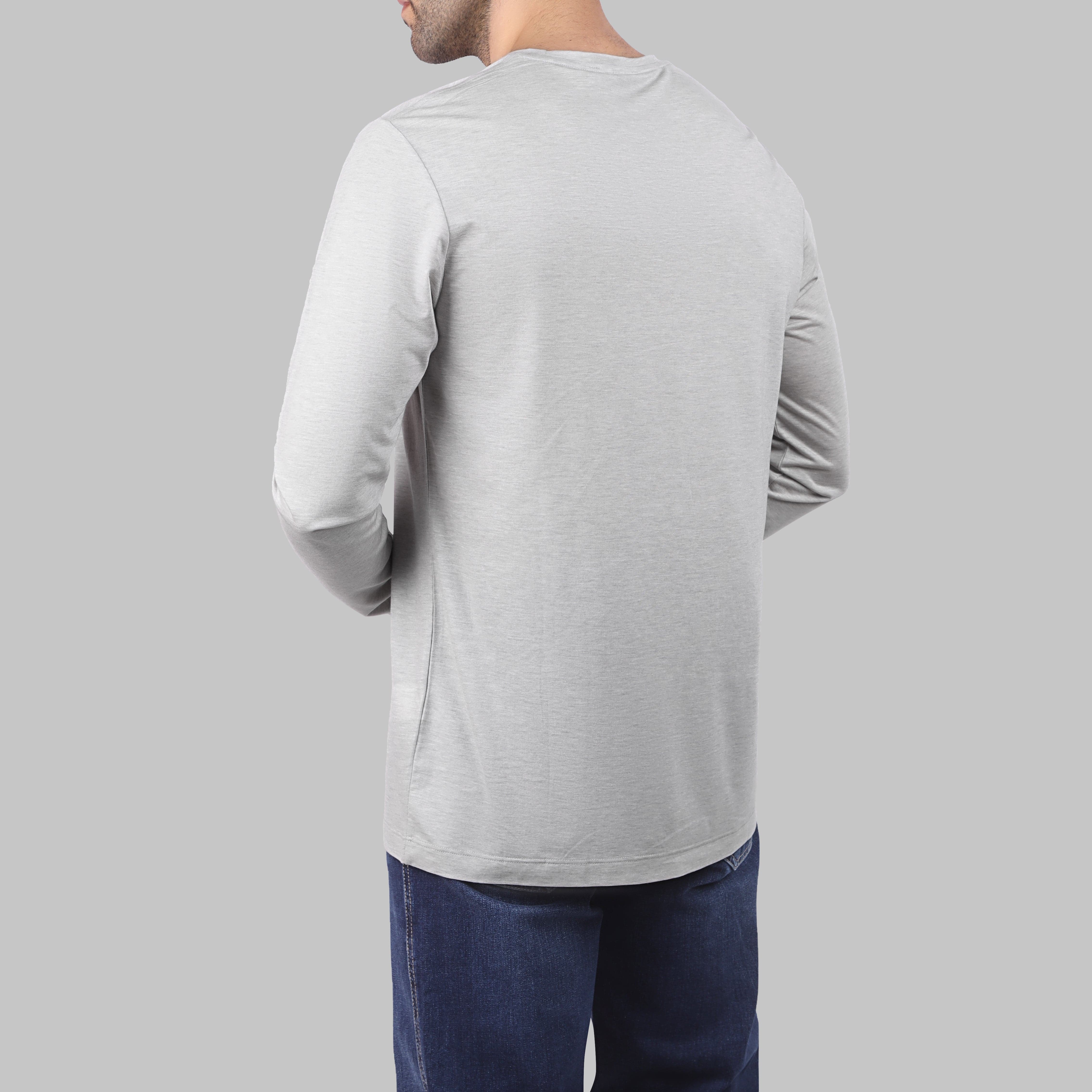 PREMIUM WOOL BLEND LONG-SLEEVE T-SHIRT  - GREY