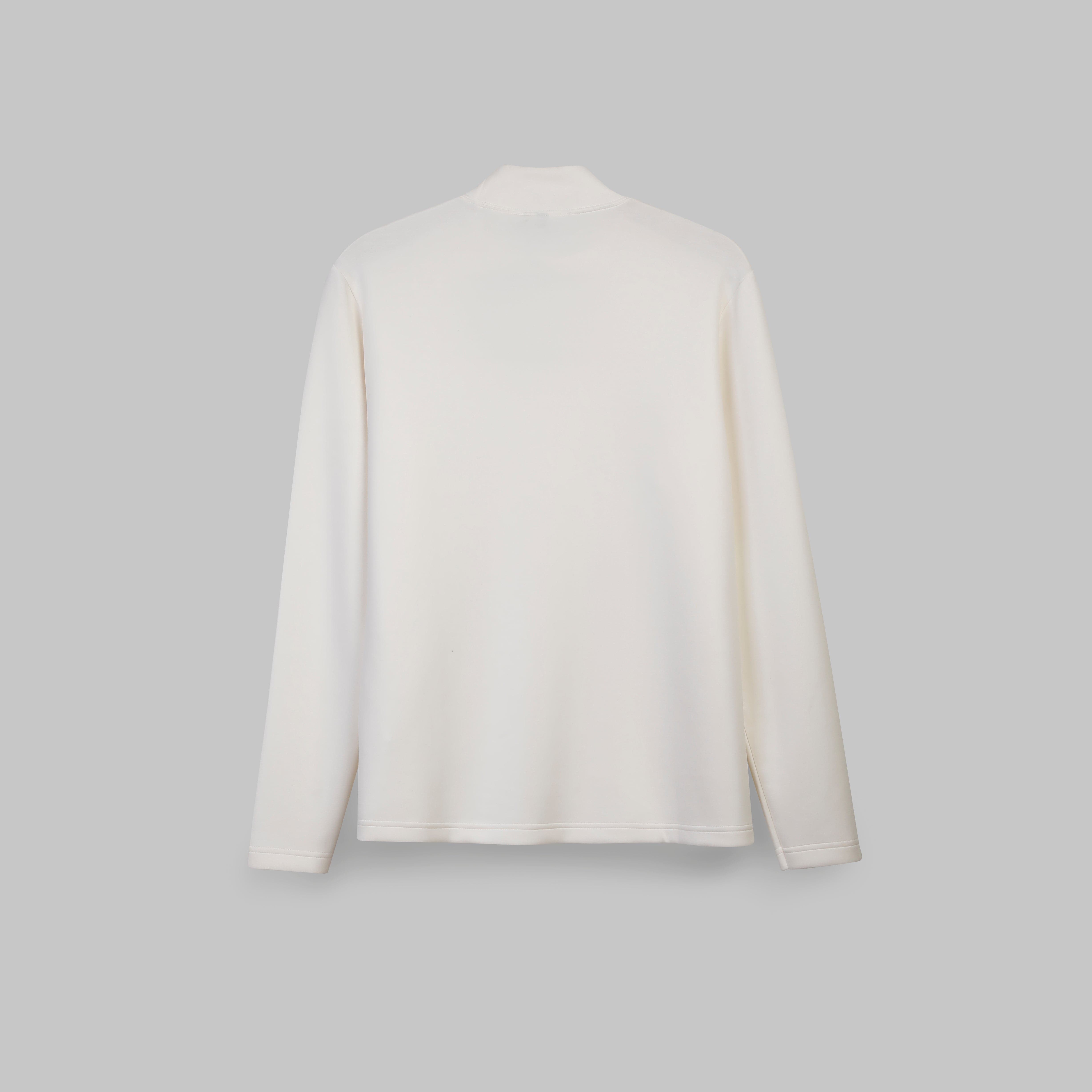 PREMIUM HALF NECK LONG SLEEVE T-SHIRT  - OFF WHITE