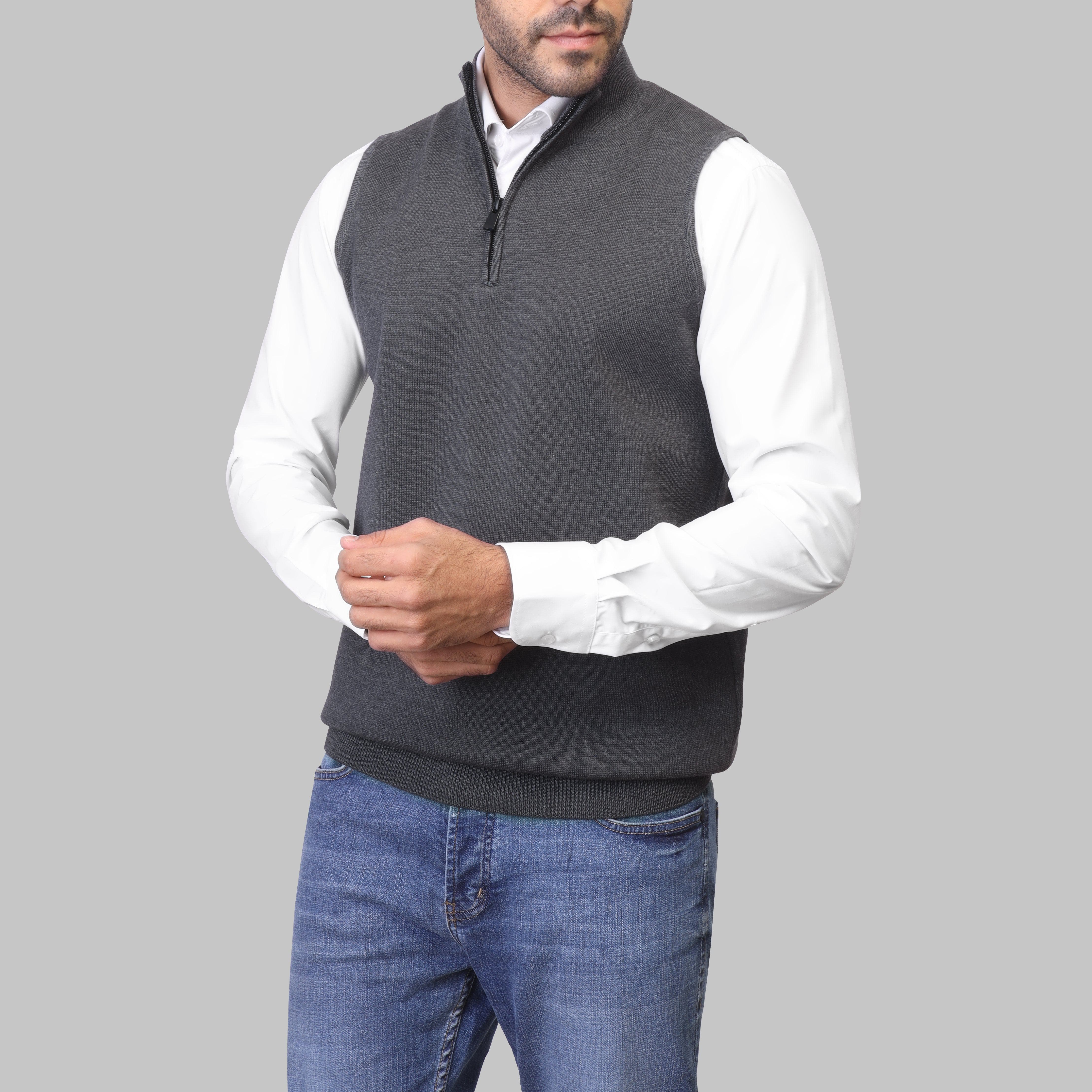 QUARTER-ZIP VEST - CHARCOAL